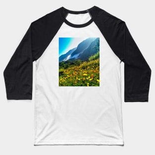 Green Nature Mountains Scene Baseball T-Shirt